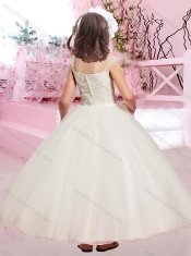Beautiful Ball Gown Bateau Applique Mini Quinceanera Dresses with Cap Sleeves