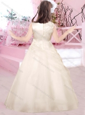 Beautiful Bateau Satin and Tulle Adorable Little Girl Pageant Dress with Appliques