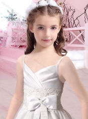 Beautiful Straps Applique and Bowknot Mini Quinceanera Dresses with Lace Up