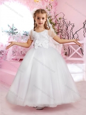 Elegant Scoop Handcrafted Flower and Applique Adorable Little Girl Pageant Dress in Tulle