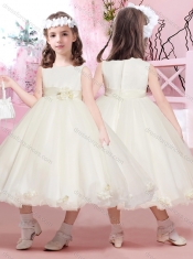 Exclusive Ball Gown Applique and Belted Adorable Little Girl Pageant Dress with Scoop