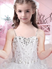 Exquisite Visible Boning Red Flower Girl DresMini Quinceanera Dresses with Beading and Ruffles