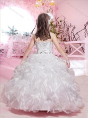 Exquisite Visible Boning Red Flower Girl DresMini Quinceanera Dresses with Beading and Ruffles