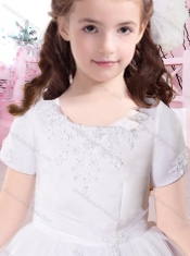 Fashionable Ankle Length Applique Mini Quinceanera Dresses with Short Sleeves