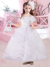 Fashionable Ankle Length Applique Mini Quinceanera Dresses with Short Sleeves