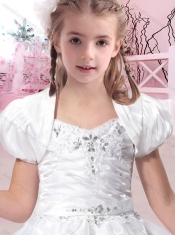 Hot Sale Straps Applique and Beaded Mini Quinceanera Dresses in Organza