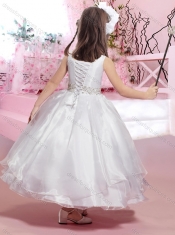Latest Ankle Length Belted with Beading Mini Quinceanera Dresses with Lace Up