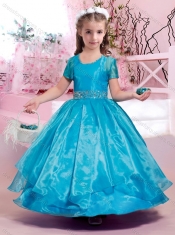 Latest Ankle Length Belted with Beading Mini Quinceanera Dresses with Lace Up