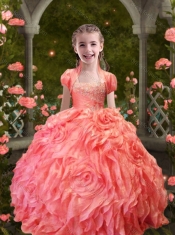 Lovely Straps Orange Red Mini Quinceanera Dresses with Beading and Ruffles