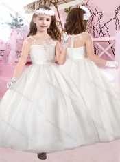 Modest Cap Sleeves Scoop Beaded Adorable Little Girl Pageant Dress with Ankle Length