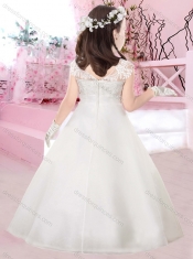 New Style A Line Bateau Adorable Little Girl Pageant Dress with Appliques and Beading