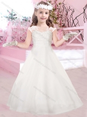 New Style A Line Bateau Adorable Little Girl Pageant Dress with Appliques and Beading