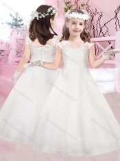 New Style A Line Bateau Adorable Little Girl Pageant Dress with Appliques and Beading