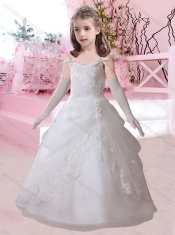 New Style Spaghetti Straps A Line Adorable Little Girl Pageant Dress with Appliques