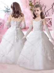New Style Spaghetti Straps A Line Adorable Little Girl Pageant Dress with Appliques