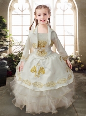 Perfect Ruffled Layers White Mini Quinceanera Dresses with Gold Embroidery