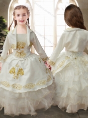 Perfect Ruffled Layers White Mini Quinceanera Dresses with Gold Embroidery