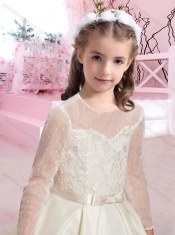 Popular Applique and Belted A Line Adorable Little Girl Pageant Dress in Taffeta