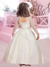 Popular Applique and Belted A Line Adorable Little Girl Pageant Dress in Taffeta