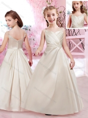 Pretty A Line Taffeta Straps Beaded Adorable Little Girl Pageant Dress with Straps