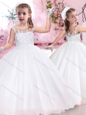 Pretty See Through Scoop Mini Quinceanera Dresses with Appliques and Beading