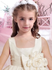 Simple Hand Crafted Flower SquareAdorable Little Girl Pageantl Dress in Taffeta