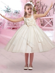 Simple Hand Crafted Flower SquareAdorable Little Girl Pageantl Dress in Taffeta