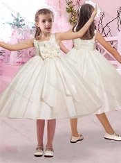 Simple Hand Crafted Flower SquareAdorable Little Girl Pageantl Dress in Taffeta