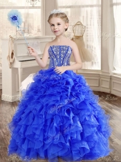 Big Puffy Beaded Blue Quinceanera Dress and Sequined Short  Dama Dresses Ruffled Mini Quinceanera Dress