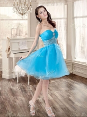 Customized Taffeta Bubles and Beaded Sweet 16 Dress and Short Baby Blue Dama Dresses