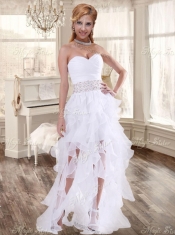 Lovely Taffeta Applique and Beaded Red Quinceanera Dress and Asymmetrical White Dama Dresses