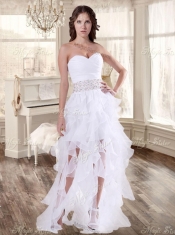 Lovely Taffeta Applique and Beaded Red Quinceanera Dress and Asymmetrical White Dama Dresses