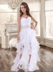 Lovely Taffeta Applique and Beaded Red Quinceanera Dress and Asymmetrical White Dama Dresses