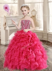 Visible Boning Coral Red Quinceanera Dress and Short Sequined Dama Dresses and Beaded and Ruffled Mini Quinceanera Dress