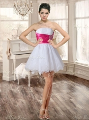 Wonderful Ruffled and Applique Quinceanera Dress and Short Beaded White Dama Dresses