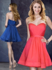 2016 Custom Fit Belted Short Prom Dress in Red