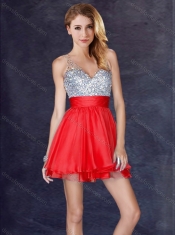 Best Selling Backless Sequined Short Prom Dress in Red