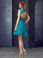 Cheap Bateau Tulle Cap Sleeves Short Dama Dress with Appliques