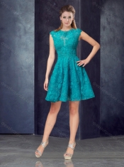 Cheap Bateau Tulle Cap Sleeves Short Dama Dress with Appliques