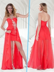 Cheap Chiffon Empire Beaded Long Prom Dress in Red