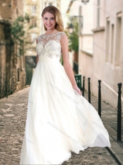 Cheap See Through Applique with Beading Prom Dress in Chiffon