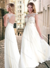 Cheap See Through Applique with Beading Prom Dress in Chiffon