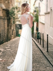 Cheap See Through Applique with Beading Prom Dress in Chiffon
