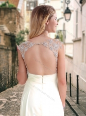 Cheap See Through Applique with Beading Prom Dress in Chiffon