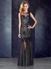 Custom Fit Column Bateau Laced Backless Black Dama Dress