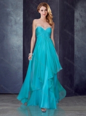 Custom Fit Empire Applique and Ruched Prom Dress in Light Blue