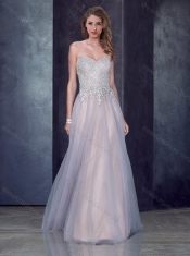 Custom Made Empire Applique Silver Prom Dress in Tulle