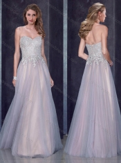 Custom Made Empire Applique Silver Prom Dress in Tulle