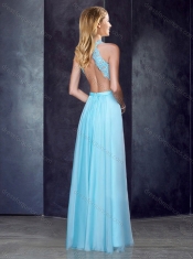 Elegant Scoop Criss Cross Applique Prom Dress in Champagne