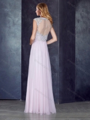 Empire Applique Lavender Prom Dress with See Through Back